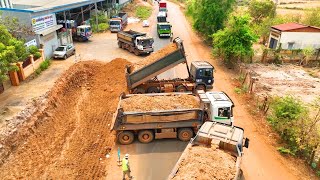 The new road Landfill up Process Fill Use Dozerss Kumatsu D60 Push the ground to build ampTrucks 25 [upl. by Odeen]