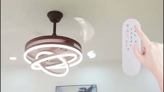 Panghuhu88 42quot Invisible Ceiling Fan Chandelier LightModern DIY Ceiling Fan Light Remote Control [upl. by Gnik]