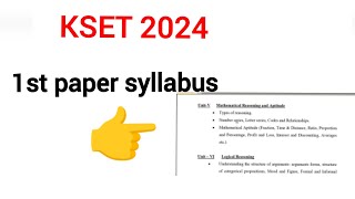 KSET 1st paper syllabus 2024 [upl. by Amorete316]