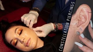 Getting CONSTELLATION piercings  cassieeMUA [upl. by Ticknor]