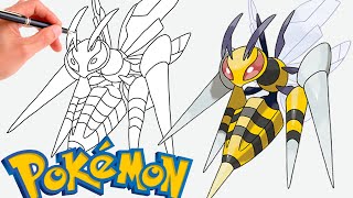 How To Draw MEGA BEEDRILL POKEMON  Pokemon Evolution [upl. by Ateinotna]