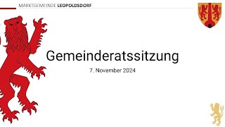 Gemeinderatssitzung am 07112024 um 1830 Uhr [upl. by Rap841]