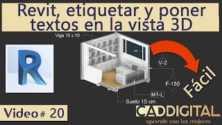 Revit etiquetar y poner textos en la vista 3D [upl. by Phineas]