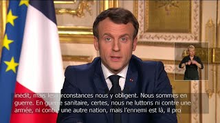 Emmanuel Macron  quotNous sommes en guerrequot contre le coronavirus  Covid19 [upl. by Laurinda]