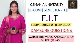 FIT  20242025  BCOM  SEMESTER 1  OU  IMPORTANT QUESTIONS 💯PASS  shivanipallela [upl. by Azpurua]