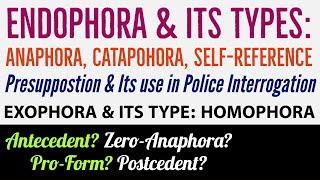 Pragmatics  Endophora amp Exophora Types  Anaphora  Cataphora  Presupposition amp Interrogation Use [upl. by Vaughan]