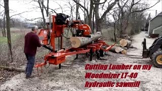 Cutting lumber on my Woodmizer LT40 hydraulic sawmill [upl. by Laura]