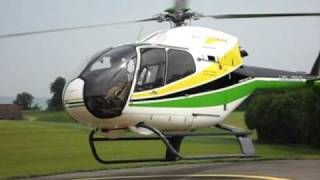 Landing Eurocopter EC 120 at Pfaffnau Switzerland [upl. by Newkirk232]