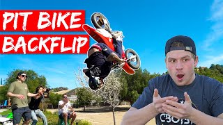 Crazy Pit Bike BACKFLIP Backyard pit bike riding with Tanner Fox [upl. by Euqinwahs273]