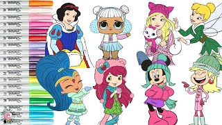 Coloring Book Compilation for Kids Disney Princess Tinker Bell LOL Surprise Barbie The Loud House [upl. by Wilsey]