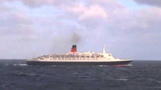 QE2 Tandem Crossing  her final Atlantic voyage viewed from Queen Mary 2 [upl. by Kere]