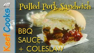 Pulled Pork Sandwich with BBQ Sauce and Coleslaw [upl. by Koppel]