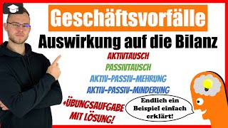 Bilanz Geschäftsvorfälle Übungen einfach erklärt mit Beispielen [upl. by Cece309]