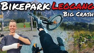 Big CRASH at Bikepark LEOGANG  RAW  4K  Trail Büffel [upl. by Haelat]