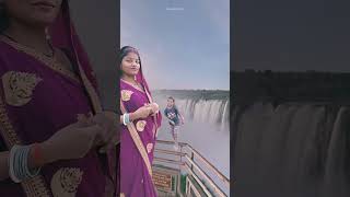 comedy funny fun waterfall love radharani thegeetagurjar [upl. by Asillam]