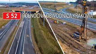 S52  Północna Obwodnica Krakowa  Kładka Pieszo  Rowerowa  Węzeł Modlnica  DRON Luty 2024 [upl. by Norrehs]