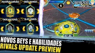 NOVOS BEYS EVOLUTION E HABILIDADES GARUDA NOCTEMIS E MAIS BEYBLADE BURST RIVALS [upl. by Aliuqet]