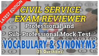 VOCABULARY SYNONYMS MOCK TEST  CIVIL SERVICE EXAM REVIEWER Professional amp SubProfessional 2025 2026 [upl. by Gasparo]