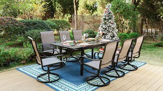 PHI VILLA 7Piece9Piece Outdoor Textilene Dining Set [upl. by Luckin]