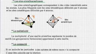 chimie minérale notion de cristallographie [upl. by Eltsyek807]