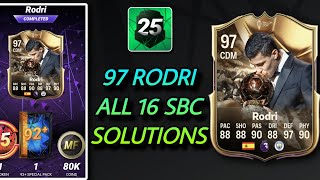 MADFUT 25 RODRI SBC Easiest Way Possible ALL 16 SOLUTIONS  Balon DOr 97 Rodri  Madfut 25 [upl. by Anaujd400]