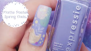 Matte Pastel Spring Nail Art With Essie Polish and Loose Glitter  femketjeNL [upl. by Rimas]