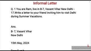 Informal Letter Writing in English  Informal Latter Kaise likhe  Informal letter format English [upl. by Solorac]