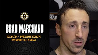 Marchand Addresses Media Ahead of Bs Matchup with Stars [upl. by Portwin]