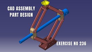 CAR JACK I DMU Kinematics I CAD Assembly Design Exercise 236 I Part Design  CATIA V5 Exercises [upl. by Sula]