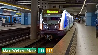 MaxWeberPlatz  Lines U4  U5  Munich UBahn  MVG C2  C1  A [upl. by Nosna]