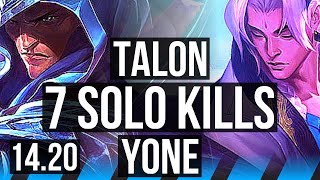 TALON vs YONE MID  7 solo kills 1026 700 games  KR Diamond  1420 [upl. by Atinuaj]