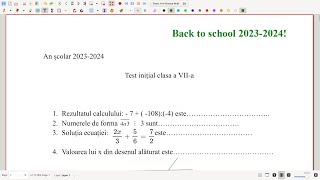 Back to school  Model de test inițial clasa a 7a [upl. by Asyar290]