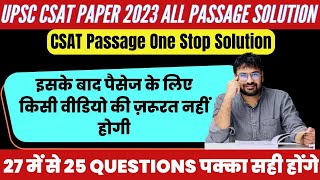 UPSC Csat All Passage Solution With Official Answer key 2023  Best way to solve CSAT Passage [upl. by Tsirhc]