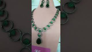 Emerald Green Stone Necklace Set [upl. by Akinnej485]