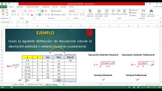 DESVIACIÓN ESTÁNDAR Y VARIANZA EN DATOS AGRUPADOS EN CLASES [upl. by Sima]