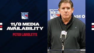 NYR Practice Peter Laviolette Media Availability  November 8 2024 [upl. by Ahsiekat606]