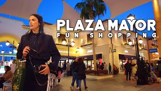 Plaza Mayor Malaga amp Designer Outlet Fun Shopping Sale 2024 Update Costa del Sol  Spain 4K [upl. by Neelsaj]