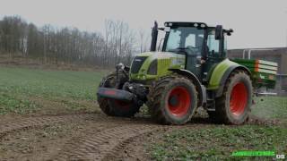 Claas Arion 640 auf Hektarjagd  Dünger streuen 2017 [upl. by Kelbee]