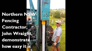 Northern NSW Fencing Contractors John Wraight driving in ACP concrete fence post [upl. by Selle]