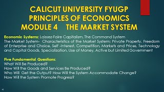 CALICUT UNIV PRINCIPLES OF ECONOMICSMODULE 4ECONOMIC SYSTEMSMARKET SYSTEMFIVE FUNDAMENTAL QSTNS [upl. by Yug]