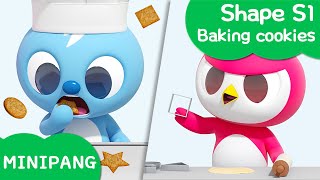 Learn shapes with MINIPANG  shape S1  🍪Baking cookies  MINIPANG TV 3D Play [upl. by Naiviv276]