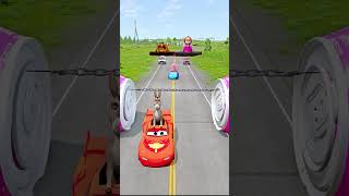 Funny Cars amp Strange Cars VS Two Bollard Barbie and GIANT Chain  BeamNGdrive [upl. by Soracco]