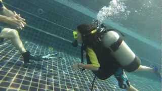 Annika and James first scuba lesson pool at JW Marriott Khao Lak Thailand [upl. by Dunkin]