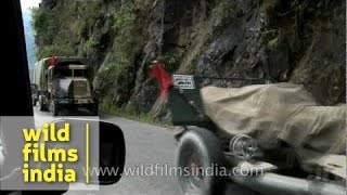 Army trucks on way to IndoChina border in Sikkim [upl. by Tillinger419]