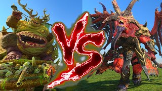 Kugath Plaguefather VS Skarbrand the Exiled Total War Warhammer 3 [upl. by Ailec]