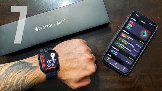 Apple Watch Series 7 NIKE EDITION Unboxing and Setup Midnight [upl. by Markman959]