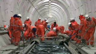 Crossrail Railway Systems First permanent tracks laid in the Crossrail tunnels [upl. by Kulseth6]