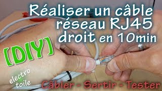 Réaliser sertir et tester un câble RJ45 droit ⚠️Connecteur à inverser [upl. by Clayborn]