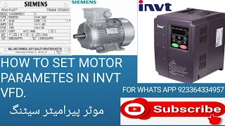 HOW TO SET MOTOR PARAMETERS IN INVT VFD FOR SOLAR PUMPinvt [upl. by Niatsirk801]