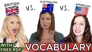 ONE language THREE accents  UK vs USA vs AUS English  Free PDF [upl. by Idnahs811]